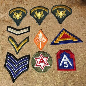 10X MILITARY U.S. ARMY PATCHES 5TH ARMY 6TH 7TH SIGNAL CORPS SPECIALIST 5 SPEC R